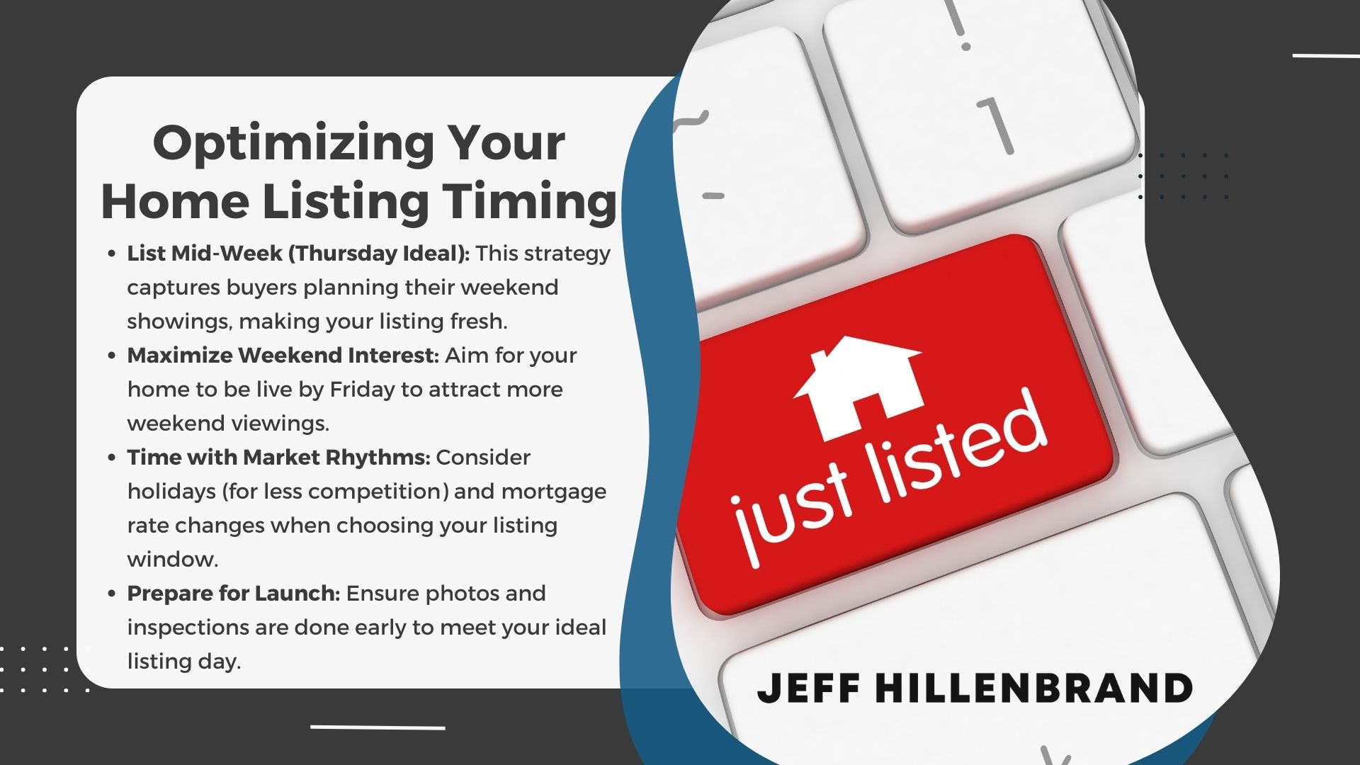 deciding when to list a property requires balancing market trends, seasonal demand, and personal goals