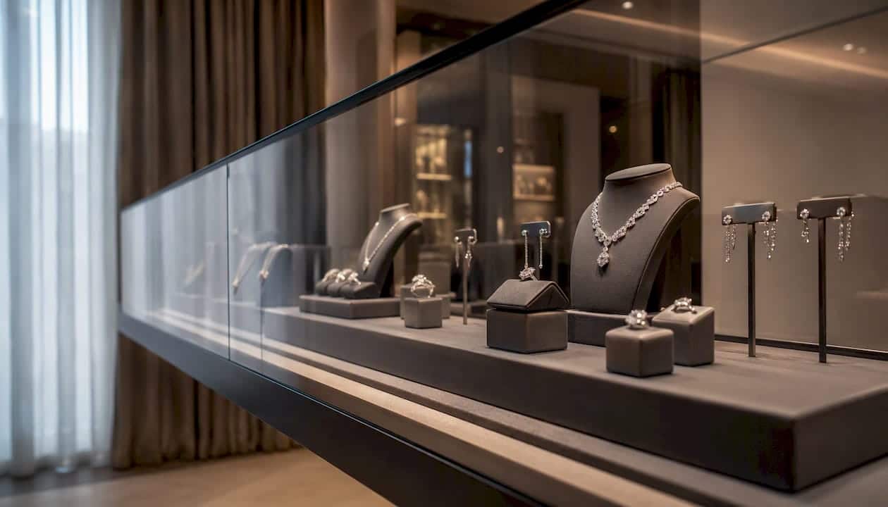 Jewelry displayed in luxury home cabinet