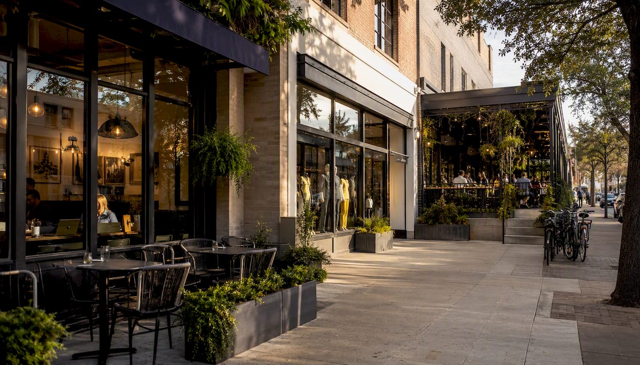 Commercial real estate exteriors of hotel, medical office, multifamily building