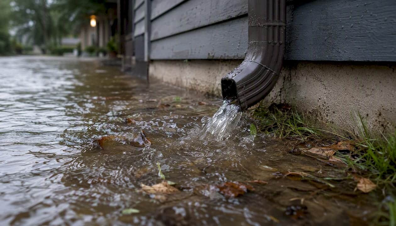 Floodwater at Houston home foundation