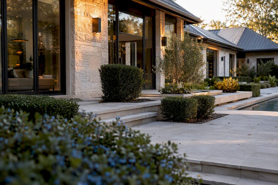 Luxury Houston home exterior in daylight