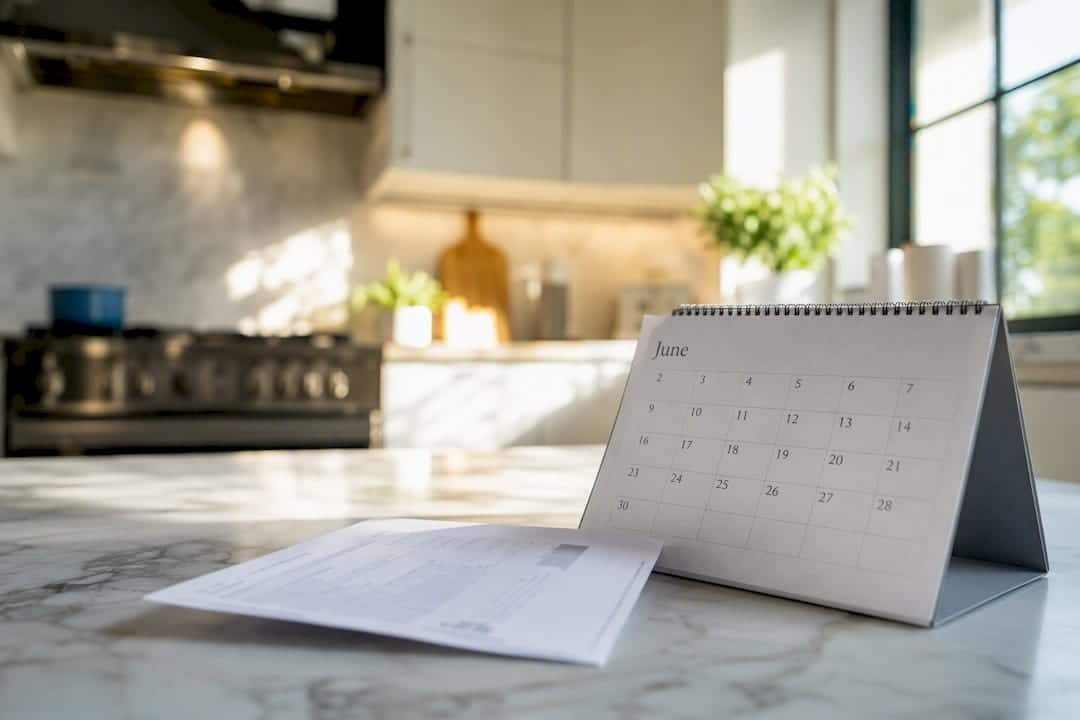 Calendar and tax bill representing property tax proration