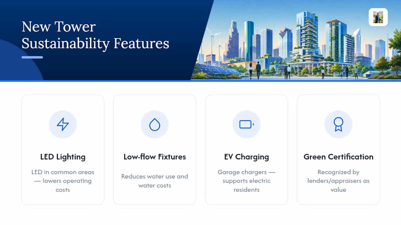 Sustainability features in newer high-rise towers