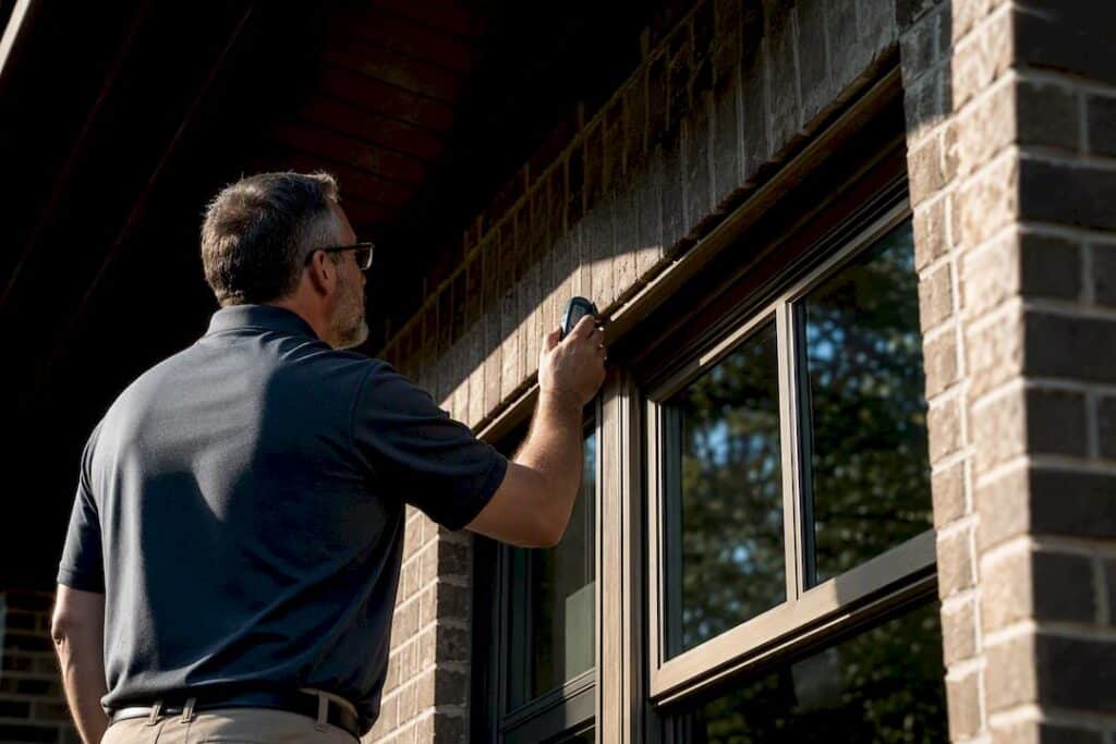 Appraiser inspecting Houston home exterior