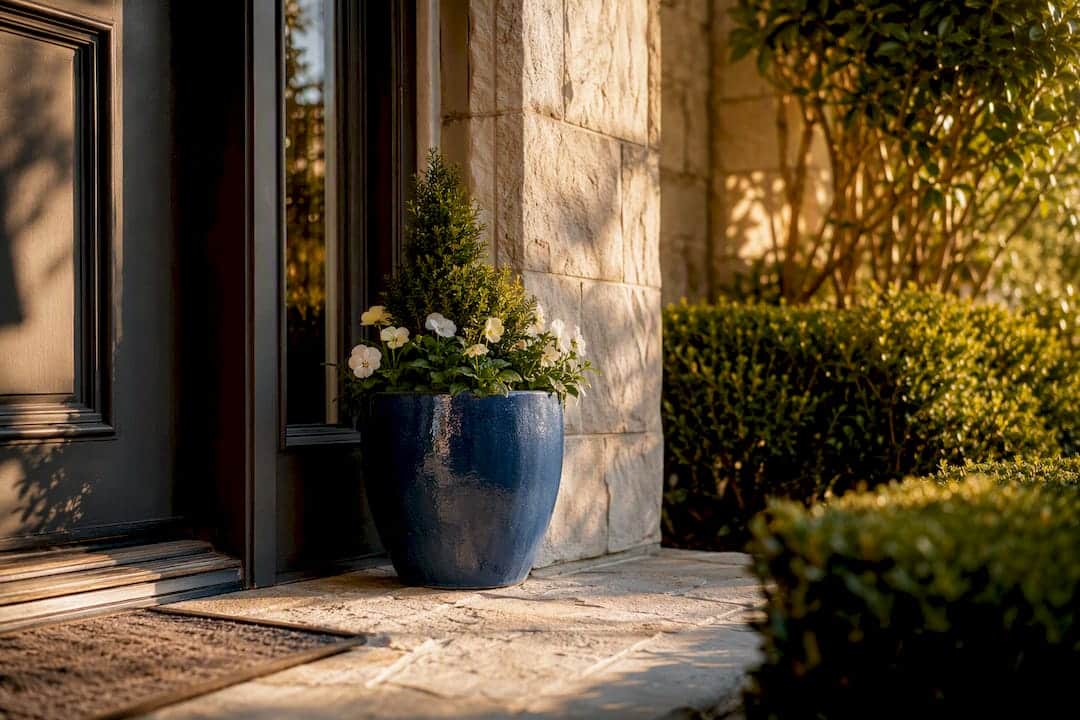 Spring-ready Houston home entry in sunlight