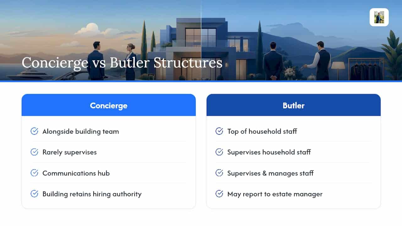 Concierge and butler reporting structures compared
