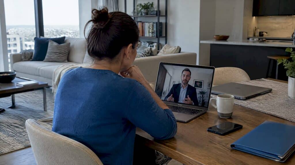 International buyer reviewing Houston home purchase remotely